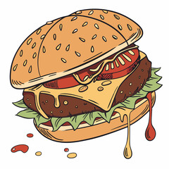 burger and fries vector illustration