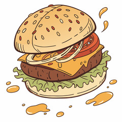 burger and fries vector illustration