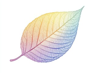 Obraz premium Rainbow leaf, nature, white background, autumn, design