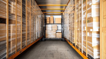 Full Truck Interior, Boxes, Cargo, Shipping