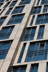 Skyscraper windows close-up. Window frames of demo-scrapers.