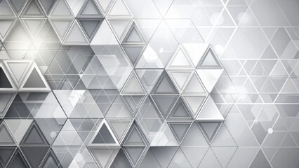 Fototapeta premium Abstract grayscale geometric pattern of triangles and hexagons, creating a sophisticated and modern design ideal for various applications, featuring a subtle interplay of light and shadow.