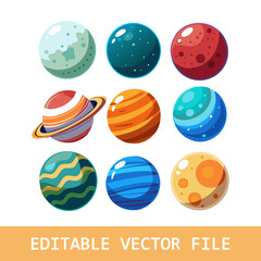 Minimal planet earth icons. Editable stroke. Vector graphic illustration set