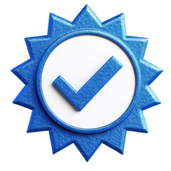 Isolated 3D Checked Badge in Blue Tones