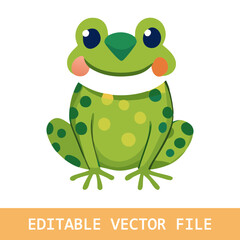 Vector illustration of cute frog cartoon isolated