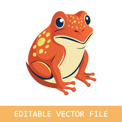 Exotic Frog, isolated vector illustration. Cartoon picture of a chubby tropic toad sitting. Drawn animal sticker