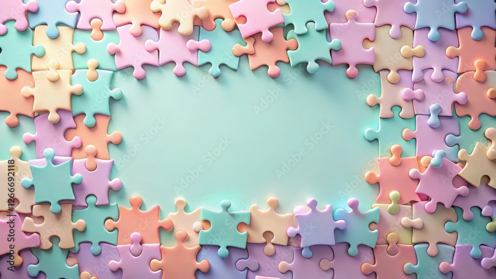 Aufkleber pastel puzzle pieces forming a blank space for text or image