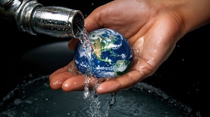 Earth in Hand with Water