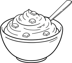 Creamy Dessert Bowl with Spoon Whipped Topping and Cubes