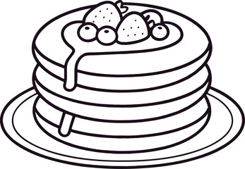 Delicious Stack of Buttery Pancakes Topped with Berries and Syrup
