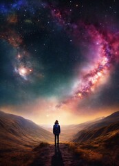 Fototapeta premium Cosmic Wanderer: Valley of Stars