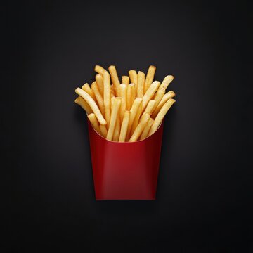 frenchfries with kitchup, topview on dark background. food photography for ads
