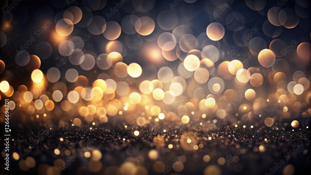 Aufkleber dark background with golden and silver bokeh lights and sparkling glitter texture