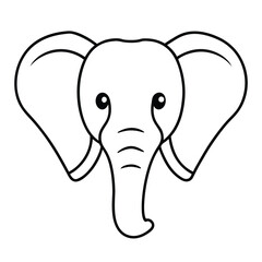 A elephant face liner art on white background