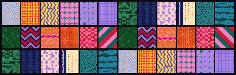 Abstract colorful geometric patchwork, modern textile design