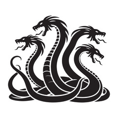Epic Hydra silhouette representing the unstoppable monster - Hydra illustration - Hydra vector - mythical creature silhouette
