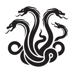 Mythological Hydra silhouette crafted for storytelling - Hydra illustration - Hydra vector - mythical creature silhouette
