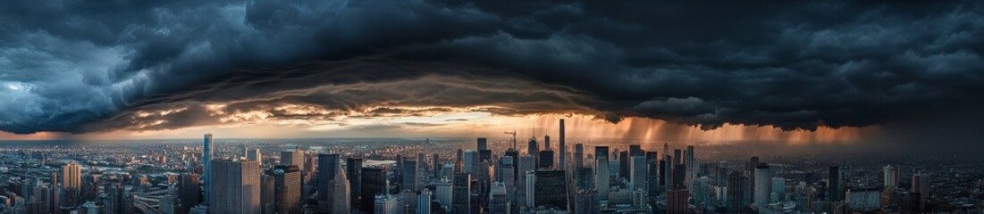 Obraz premium Dark Storm Clouds Over City