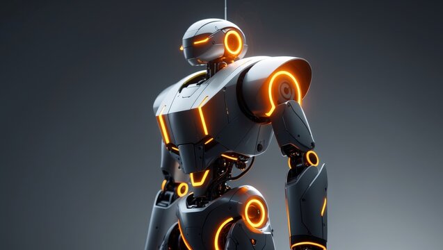 Futuristic Robot Design With Glowing Orange Accents
