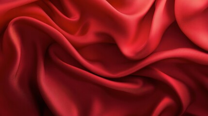 Obraz premium Elegant Red Silk Fabric Draped in Soft Waves and Creases