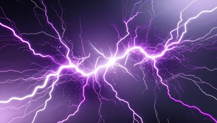 Abstract silver and neon purple lightning sparks effects