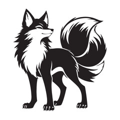 Spirit world Kitsune silhouette embodying divine messengers - Kitsune illustration - Kitsune vector - mythical creature silhouette
