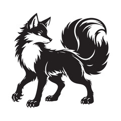 Mysterious Kitsune silhouette designed for fantasy lovers - Kitsune illustration - Kitsune vector - mythical creature silhouette
