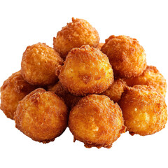 Isolated Deep Fried Corn Fritters Stacked on White, Excellent for Appetizer Concepts
