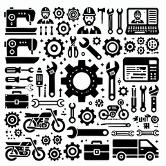 illustration, vector, image, art, art image, wallpaper, workshop, logo workshop, logo, icon, black and white