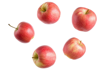 Collection of Fresh Red Apples Perfectly Arranged with a Transparent Background