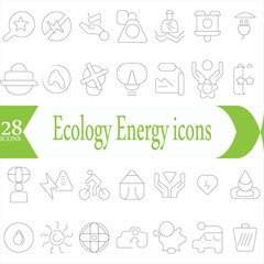 Ecology Energy  Black and White Icons Set