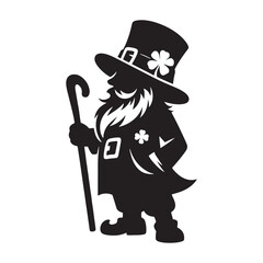 Enchanted Leprechaun silhouette embodying fairy tale magic - Leprechaun illustration - Leprechaun vector - mythical creature silhouette
