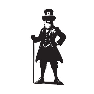 recommend clip art: Fantasy folklore Leprechaun silhouette symbolizing hidden treasures - Leprechaun illustration - Leprechaun vector - mythical creature silhouette
                    