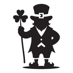 Magical trickster Leprechaun silhouette designed for folklore fans - Leprechaun illustration - Leprechaun vector - mythical creature silhouette
