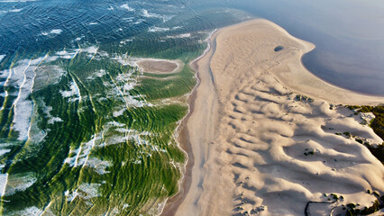 aerial view of beach and dunes