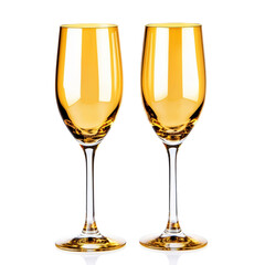 Isolated Two Elegant Golden Champagne Flutes