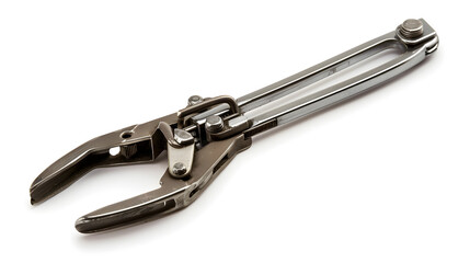Detailed Close-up of Metal RJ11 Crimping Tool on a White Background