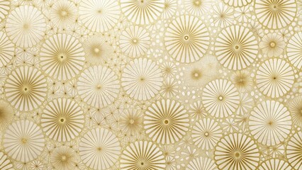 Traditional Japanese washi paper texture with delicate golden accents in beige color, featuring intricate radial lines and organic patterns , organic, lines