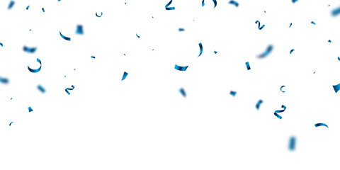 Celebration background with falling blue zigzag confetti, vector illustration