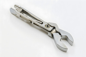 Detailed Close-up of Metal RJ11 Crimping Tool on a White Background