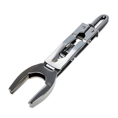 Obraz premium Detailed Close-up of Metal RJ11 Crimping Tool on a White Background