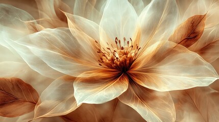 A close-up image of translucent flower petals overlapping each other,