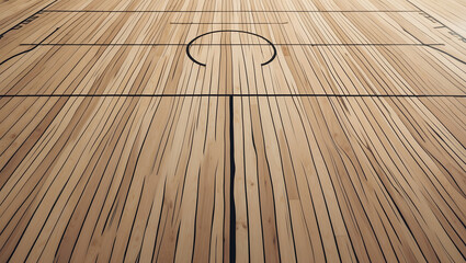 Minimalist Basketball Court Wooden Texture with Natural Hardwood Grain and Subtle Markings