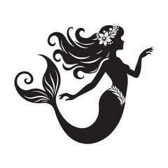 Mesmerizing Mermaid silhouette designed for fairy tale themes - Mermaid illustration - Mermaid vector - mythical creature silhouette
