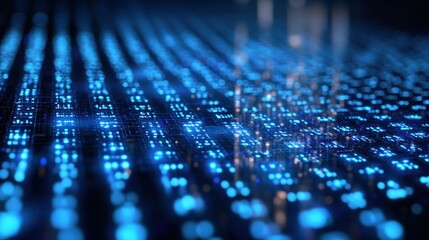 Blue digital data stream flowing in cyberspace, background tech concept