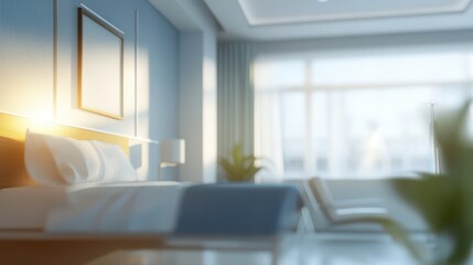 Fototapeta premium Blurred interior of hospital - abstract medical background.