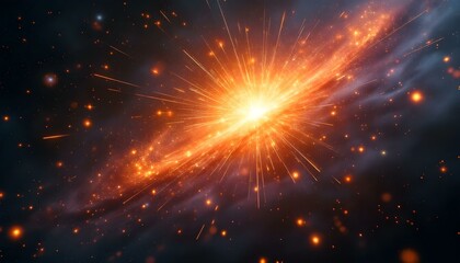Holographic solar flare in cosmic fireworks display background, glaxy background, significantly, scientific glaxy concept, generated with ai