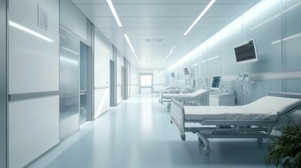 Fototapeta premium Blurred interior of hospital - abstract medical background.