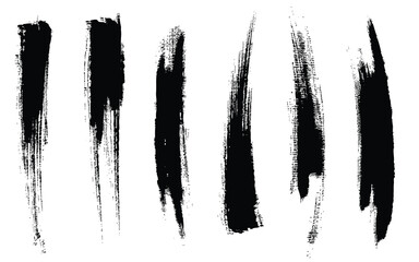 Vector grungy paint brush strokes collection. Calligraphy straight smears, stamp, lines.
