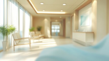 Fototapeta premium Blurred interior of hospital - abstract medical background.